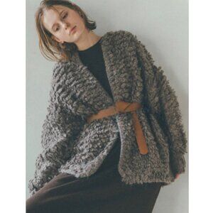 Japanese Designer Oversized Mohair Loop Knit Cardigan Light Brown